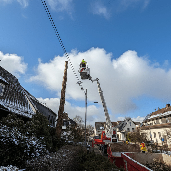 Steiger im Einsatz bei Baumfällung